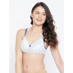 Clovia White & Blue Non Wired Non Padded T-Shirt Bra-image-22