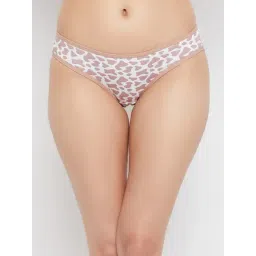 Clovia White & Dusty Pink Cotton Printed Bikini Panty-picture-18