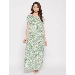 Clovia White & Green Printed Night Dress-picture-27