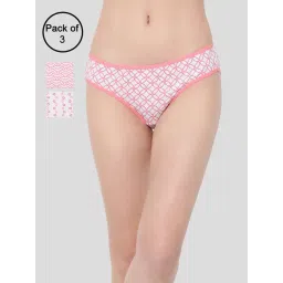 Clovia White & Pink Printed Bikini Panty - Pack of 3-picture-42