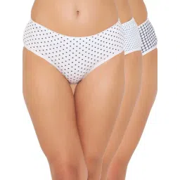 Clovia White Cotton Printed Hipster Panties - Pack Of 3-picture-36
