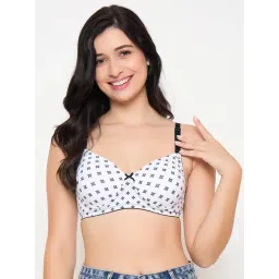 Clovia White Polyamide Printed Padded Full Cup Wire Free T-Shirt Bra-picture-24