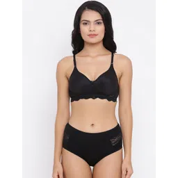 Clovia Women Black Solid Lingerie Set COMBBP91132B-image-49