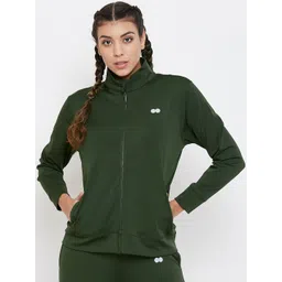 Clovia Women Green Solid Sweatshirt-picture-17