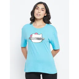 Clovia Women Hello Kitty Text & Graphic Print Pure Cotton T-shirt-picture-11