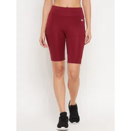 Clovia Women Maroon Slim Fit High-Rise Training or Gym Sports Shorts-picture-34