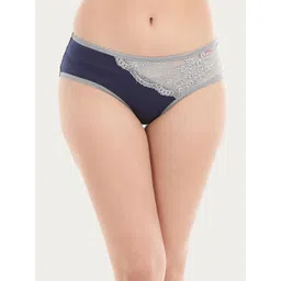 Clovia Women Navy-Blue Solid Mid-Rise Lace Hipster Briefs PN2725P08-picture-36