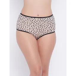 Clovia Women Nude-Coloured & Black Printed High-Rise Hipster Briefs-picture-16