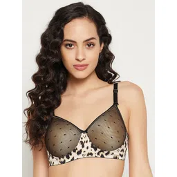 Clovia Women Nude-Coloured & White Animal Bra Lightly Padded-picture-22