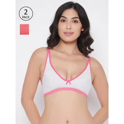 Clovia Women Pack Of 2 Red & White Non-Padded Non-Wired T-shirt Bra-picture-41