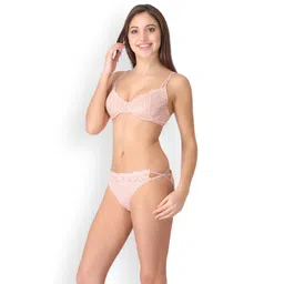 Clovia Women Pink Lace Lingerie Set BP0153P16-picture-39