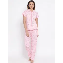 Clovia Women Pink Printed Night suit LS0025P22-picture-36