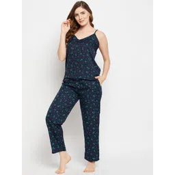 Clovia Women Pretty Floral Print Viscose Rayon Night Suit-image-48