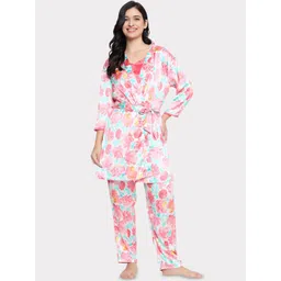 Clovia Women Printed Satin Night suit-picture-12