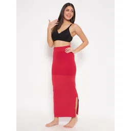 Clovia Women Red Solid Knitted Saree Shapewear-picture-38
