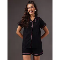 Clovia Women Solid Shirt & Shorts Night Suit Set-picture-36