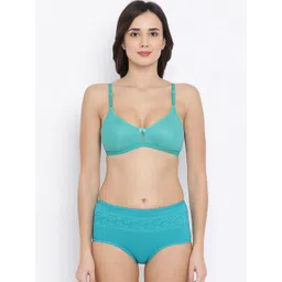 Clovia Women Turquoise Blue Solid Lingerie Set COMBBP54632B-picture-38