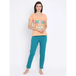 Clovia Women Typography Print Cotton Rich Top & Pyjama LS0420P16XL-picture-14