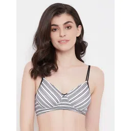 Clovia Women White & Black Striped T-Shirt Bra BR1067Y1836E-picture-23