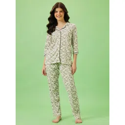 Clovia Women White Floral Shirt and Pyjama-picture-10