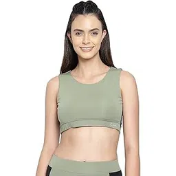 clovia Women's Activewear Sports Crop Top with Back Cut-Out - Blue-picture-36