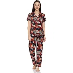 clovia Women's Cotton Button Me Up Shirt & Pyjama Set (LS0385P13_Black_M)-picture-35