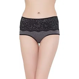clovia Women's Cotton High Waist Hipster Panty with Lace Waist-picture-41