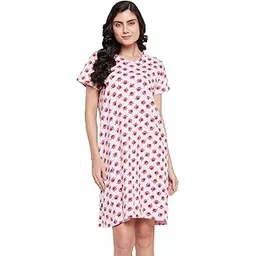 clovia Women's Cotton Knee Length Casual Nightgown-picture-14