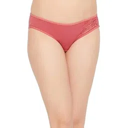 clovia Women's Cotton Low Waist Bikini Panty with Lace Insert in Pink-picture-22