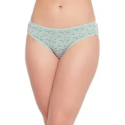 clovia Women's Cotton Low Waist Outer Elastic Bikini Panty - Green-picture-13