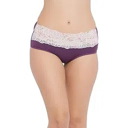 clovia Women's Cotton Mid Waist Hipster Panty with Lace Waist in Purple-picture-54
