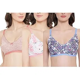 clovia Women's Cotton Non-Padded Wire Free Pack of 3 T-Shirt Bra Full Coverage Bra-picture-37
