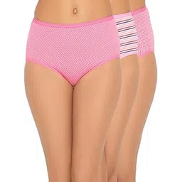 clovia Women's Cotton Pack of 3 High Waist Outer Elastic Hipster Panty - Multi-picture-19