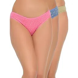 clovia Women's Cotton Pack of 3 Low Waist Outer Elastic Bikini Panty-picture-25