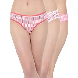 clovia Women's Cotton Pack of 3 Low Waist Printed Bikini Panties - Multicolor-picture-18