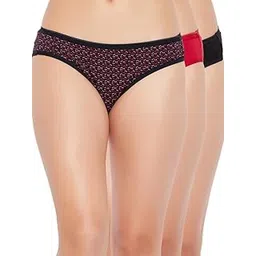clovia Women's Cotton Pack of 3 Low Waist Printed Bikini Panties - Multicolor-picture-40