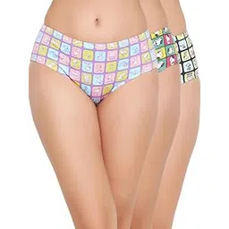 clovia Women's Cotton Pack of 3 Mid Waist Peanut Print Hipster Panties with Inner Elastic - Multicolor-picture-39