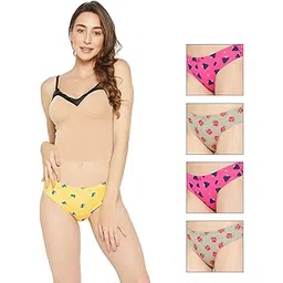 clovia Women's Cotton Pack of 5 Low Waist Printed Thong with Inner Elastic - Multicolor-picture-21