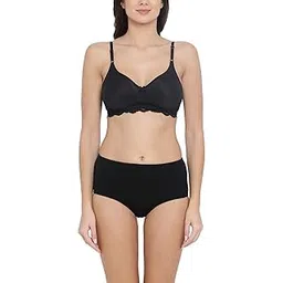 clovia Women's Cotton Rich Non-Wired Spacer Cup T-Shirt Full-Coverage Bra And Hipster Set-picture-33