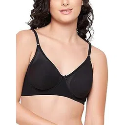clovia Women's Cotton Rich Solid Non-Padded Full Cup Wire Free T-Shirt Bra - Black-picture-14