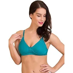 clovia Women's Cotton Rich Solid Non-Padded Full Cup Wire Free T-Shirt Bra - Black-picture-41