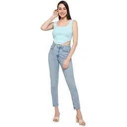 clovia Women's Cotton Slim Fit Chic Basic Ribbed Crop Tank Top-picture-10