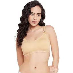 clovia Women's Cotton Solid Lightly Padded Full Cup Wire Free Maternity Bra - Nude-picture-13