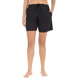 clovia Women's Cotton Solid Shorts with Pocket - Black-picture-38