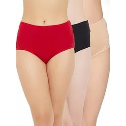 clovia Women's Cotton Spandex High Waist Outer Elastic Hipster Panty - Pack of 3-picture-16