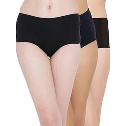 clovia Women's Cotton Spandex High Waist Outer Elastic Hipster Panty - Pack of 3-picture-14
