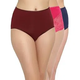 clovia Women's Cotton Spandex High Waist Outer Elastic Hipster Panty - Pack of 3-picture-15