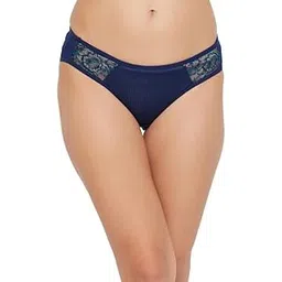 clovia Women's Cotton Spandex Low Waist Outer Elastic Bikini Panty in Blue-picture-13