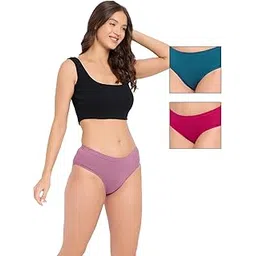 clovia Women's Cotton Spandex Pack of 3 Medium Waist Inner Elastic Hipster Panty - Multicolor-picture-11