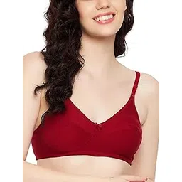 clovia Women's Cotton Spandex Solid Non-Padded Full Cup Wire Free Bridal Bra in Maroon-picture-45